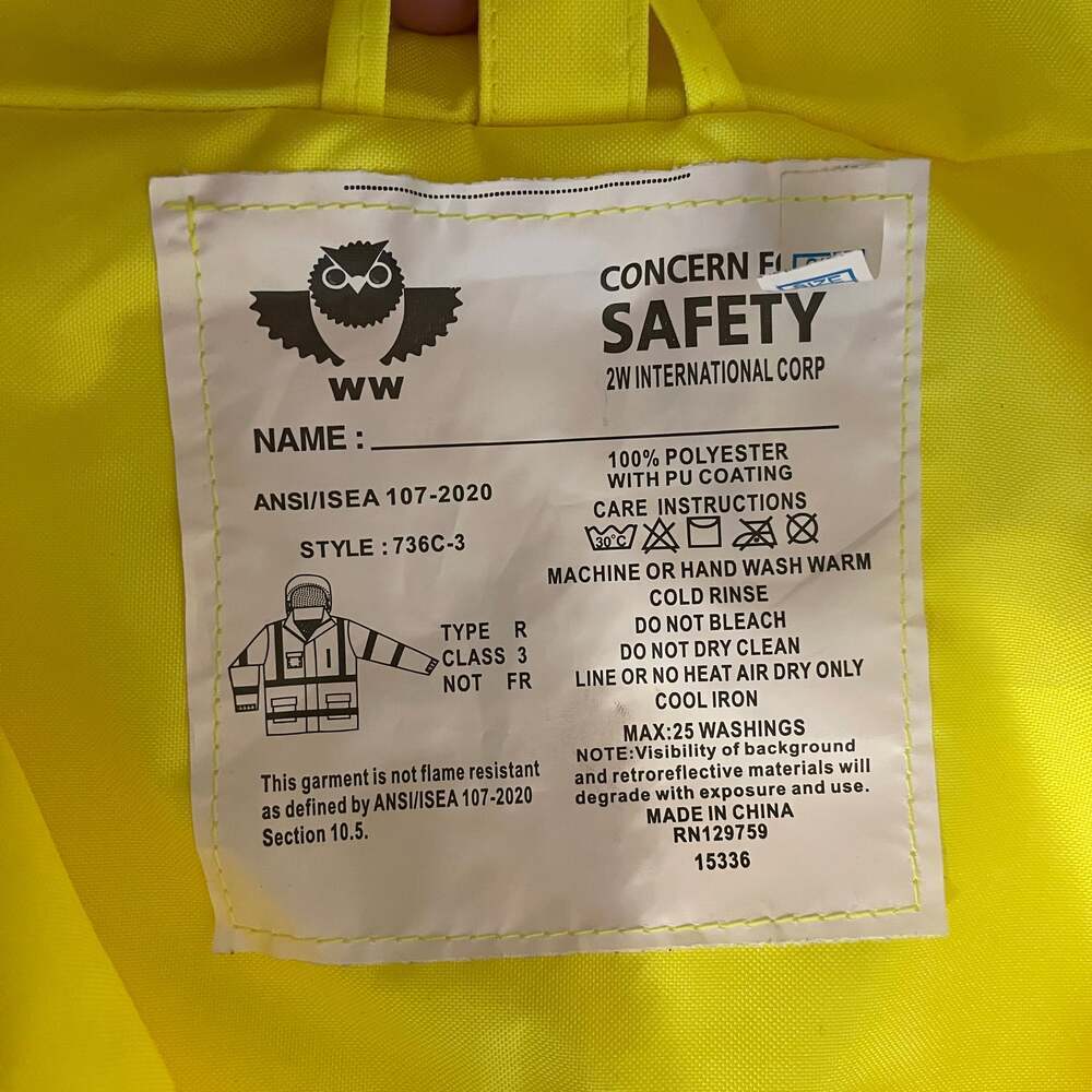 New! ANSI 3 High Visibility Rain Jacket w Hood Size Medium - Picture 9 of 9